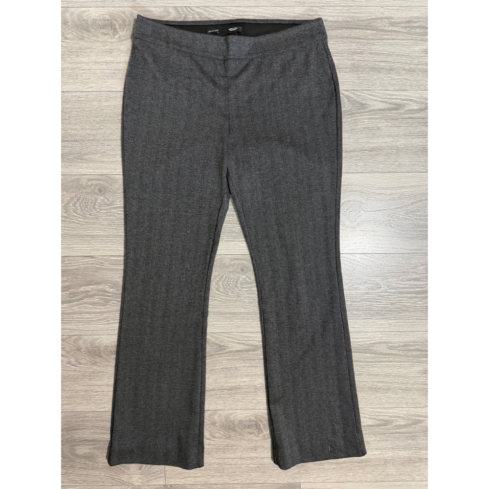 Simply Vera Wang Womens Bootcut Pants L Grey Herringbone Pull On Dress Office